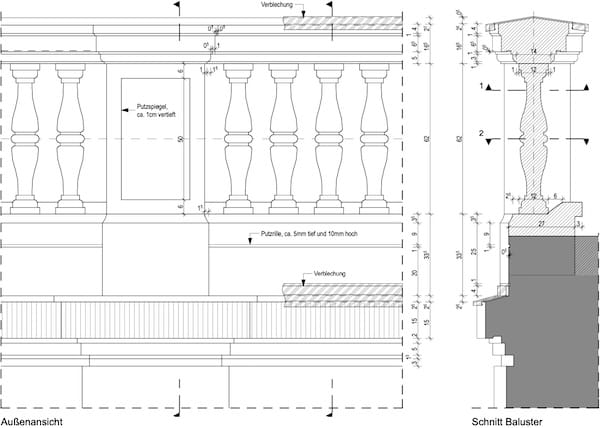 rekonstruierte Balustrade